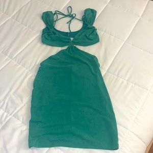 Green cutout mini dress